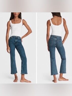 rag & bone Mid-Rise Cropped Flare Jeans in Blue